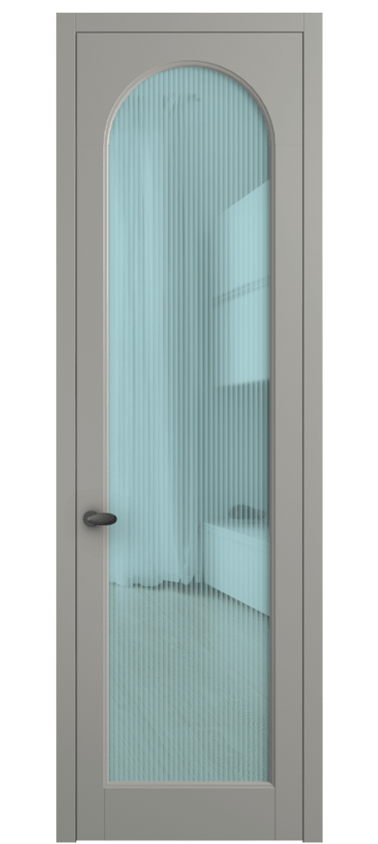 Межкомнатная дверь Палаццо 6804 Матовый нейтральный серый Рифлёное голубое стекло "Moru", триплекс Цена 21320950 so'm | Volhovec