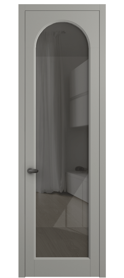 Межкомнатная дверь Палаццо 6804 Матовый нейтральный серый Рефлективное серое стекло "Стопсол", калёное Цена 21320950 so'm | Volhovec