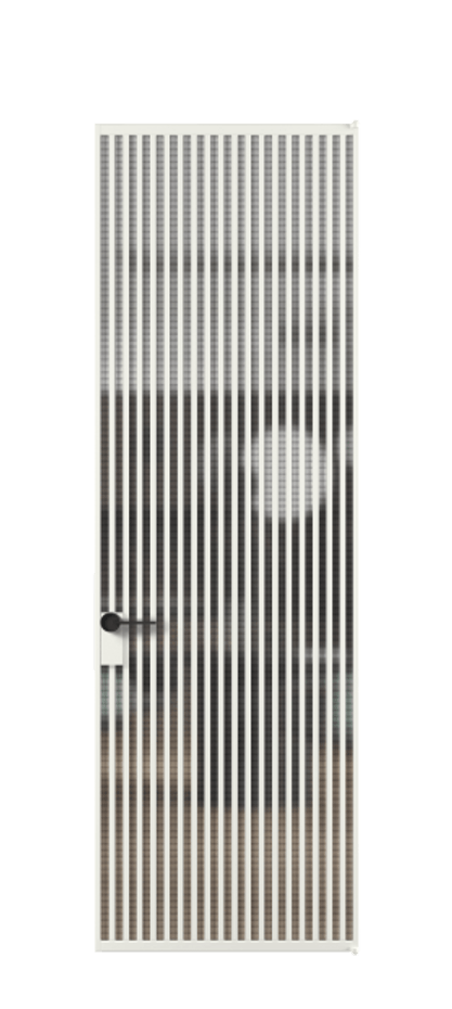 Алюминиевая дверь АЛПЛ040.06 Алюминий светло-серый Декоративное стекло с сеткой "Mesh silver", триплекс Цена 40577670  | Volhovec