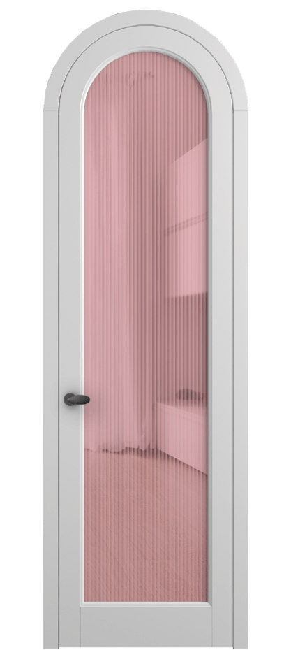 Межкомнатная дверь Палаццо 6814 Матовый белоснежный Рифлёное розовое стекло "Мору", триплекс Цена 27031340 so'm | Volhovec
