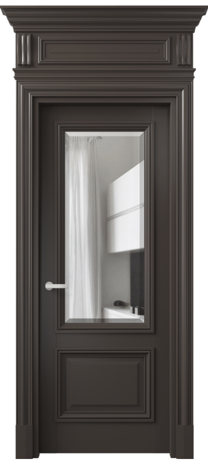 Межкомнатная дверь Антик 7302 Матовый антрацит Прозрачное стекло с фацетом Цена 32948730 so'm | Volhovec