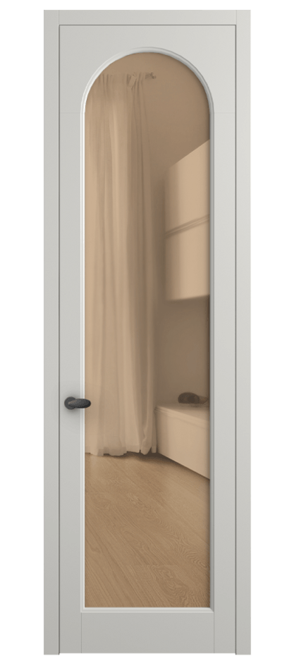 Межкомнатная дверь Палаццо 6804 Матовый серый Прозрачное оранжевое стекло, триплекс Цена 101880 ₽ | Volhovec