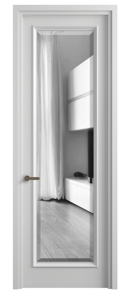 Межкомнатная дверь Шарм 6702 Матовый белоснежный Двустороннее зеркало с фацетом, триплекс Цена 20482500 so'm | Volhovec