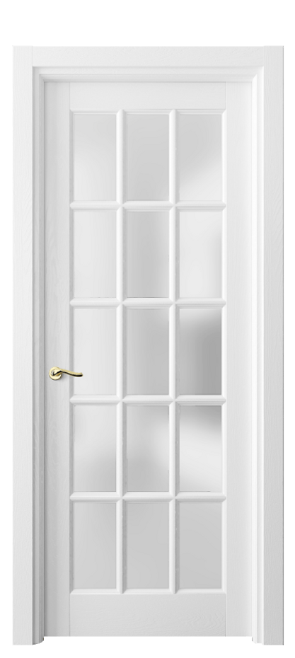 Межкомнатная дверь Лигнум 0708 Дуб белоснежный Сатинированное стекло Цена 157399 ₽ | Volhovec
