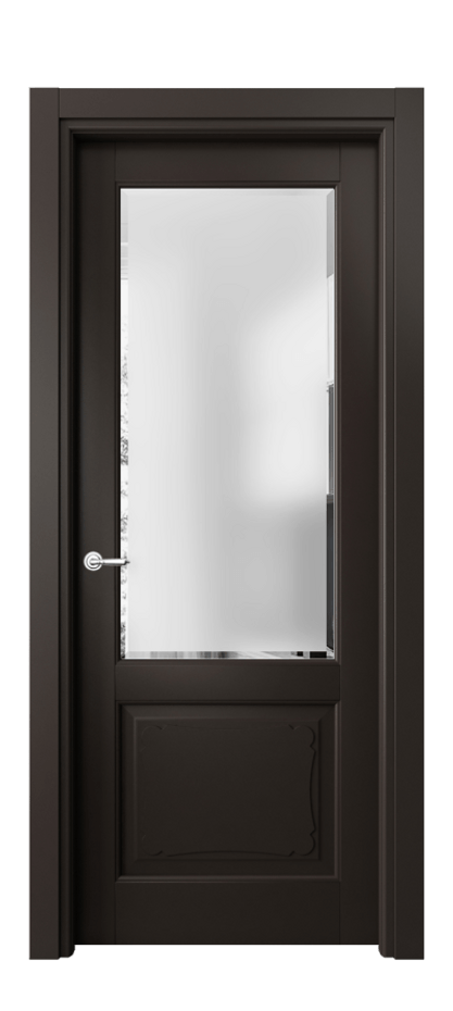 Межкомнатная дверь Тоскана Элегантэ 6322 Матовый антрацит Сатинированное стекло с фацетом Цена 19711100 so'm | Volhovec