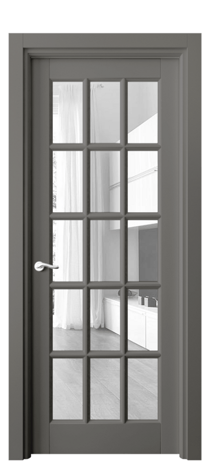 Межкомнатная дверь Лигнум 0708 Матовый классический серый Прозрачное стекло Цена 23405700 so'm | Volhovec