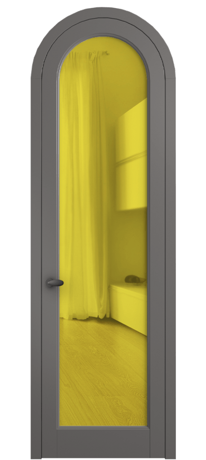 Межкомнатная дверь Палаццо 6814 Матовый классический серый Прозрачное жёлтое стекло, триплекс Цена 25407340 so'm | Volhovec