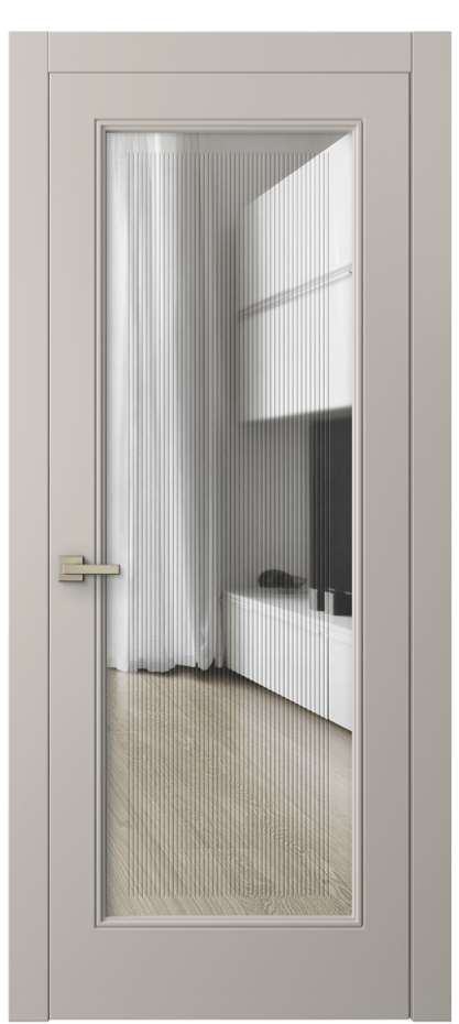 Межкомнатная дверь Linea 8300 Матовый светло-бежевый Прозрачное стекло с гравировкой "Каннелюры", триплекс Цена 16990900 so'm | Volhovec