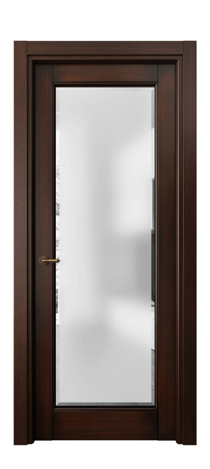 Межкомнатная дверь Toscana Elegante 6300 Бук тёмный с патиной Сатинированное стекло с фацетом Цена 20462200 #CURRENCY# | Volhovec