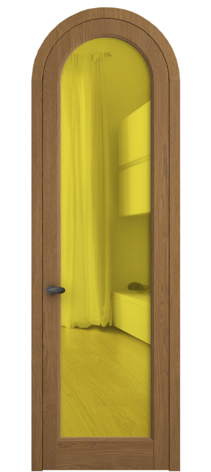 Межкомнатная дверь Палаццо 6814 Дуб пряный матовый Прозрачное жёлтое стекло, триплекс Цена 210649 ₽ | Volhovec