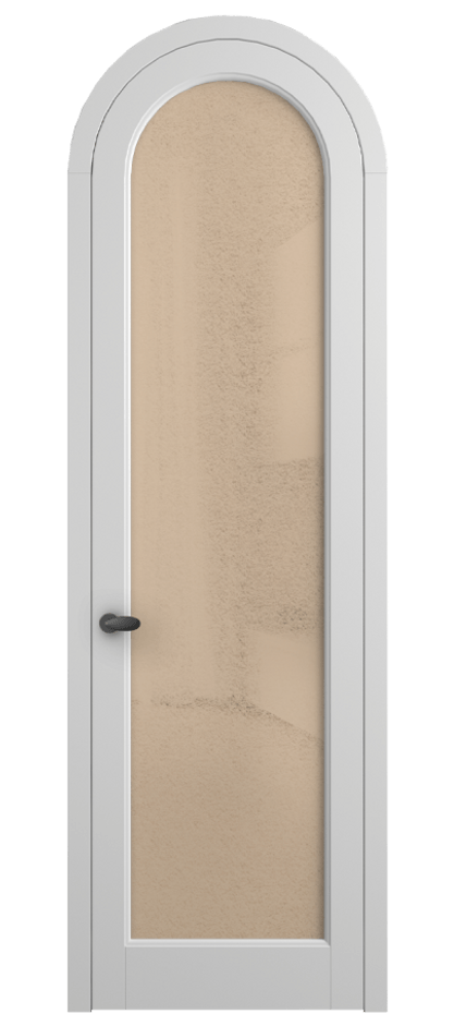 Межкомнатная дверь Палаццо 6814 Матовый белоснежный Фактурное оранжевое стекло "Лёд", триплекс Цена 26625340 so'm | Volhovec