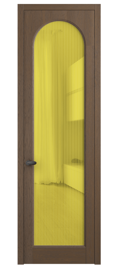Межкомнатная дверь Палаццо 6804 Дуб туманный матовый Рифлёное жёлтое стекло "Moru", триплекс Цена 31714550 so'm | Volhovec