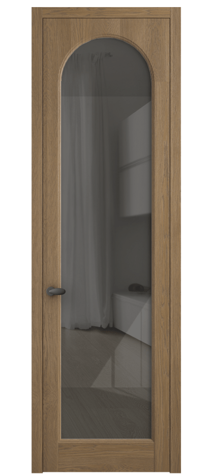 Межкомнатная дверь Палаццо 6804 Дуб мускатный матовый Рефлективное серое стекло "Стопсол", калёное Цена 32587450 so'm | Volhovec