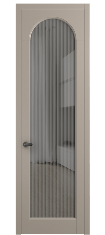Межкомнатная дверь Палаццо 6804 Матовый бисквитный Рифлёное серое стекло "Мору", триплекс Цена 152920 сом | Volhovec
