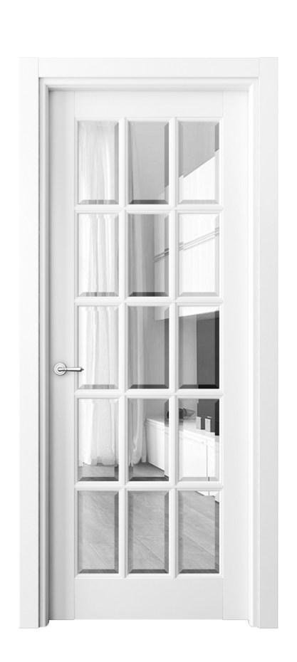 Межкомнатная дверь Тоскана Грильято 6311 Матовый белоснежный Прозрачное стекло с фацетом Цена 24197400 so'm | Volhovec