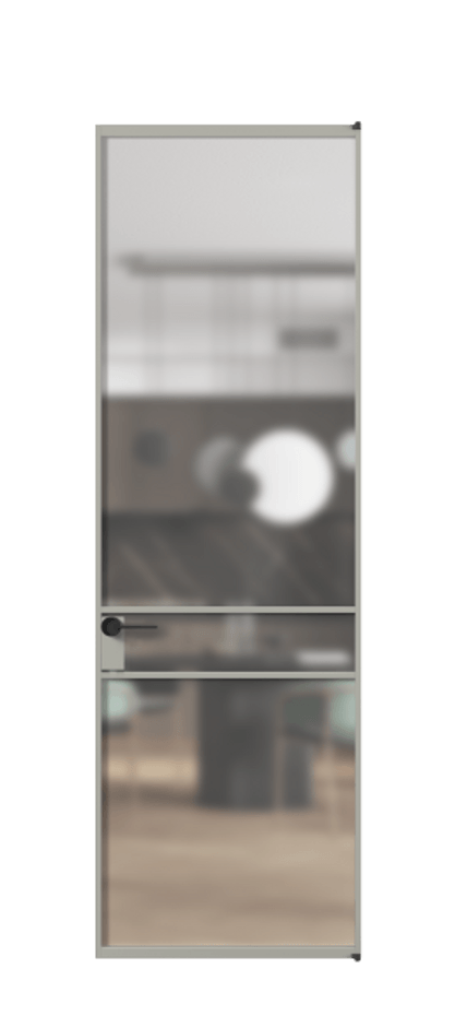 Алюминиевая дверь АЛПЛ040.02 Алюминий нейтральный серый Сатинированное стекло "Мателюкс Кристал Вижн", калёное, матовое, каленое 6 мм Цена 30809310  | Volhovec