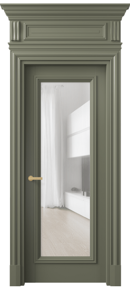 Межкомнатная дверь Антик 7300 Матовый оливковый тёмный Рифлёное стекло "Дюна", триплекс Цена 33760730 so'm | Volhovec