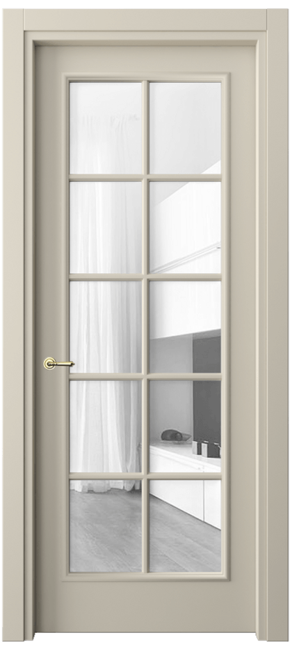 Межкомнатная дверь Париж 8102 Матовый бежево-серый Прозрачное стекло Цена 12529970 so'm| Volhovec