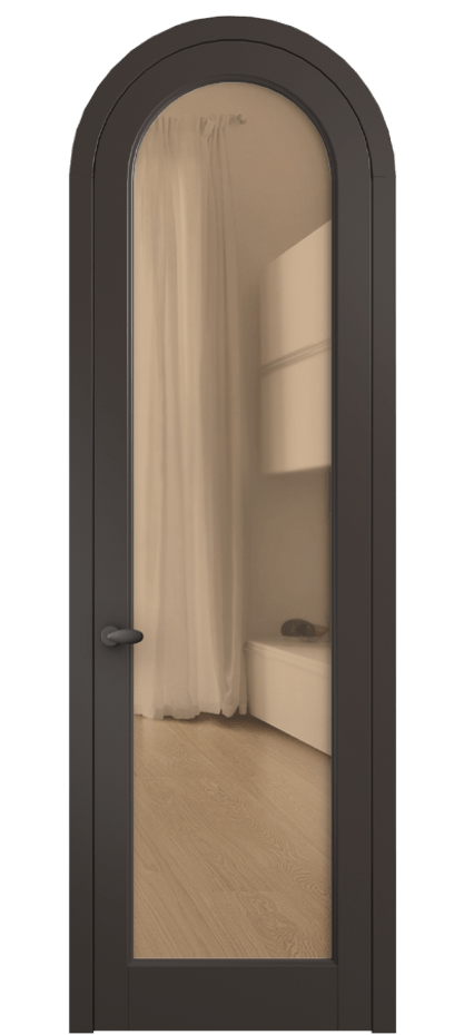 Межкомнатная дверь Палаццо 6814 Матовый антрацит Прозрачное оранжевое стекло, триплекс Цена 25407340 so'm | Volhovec