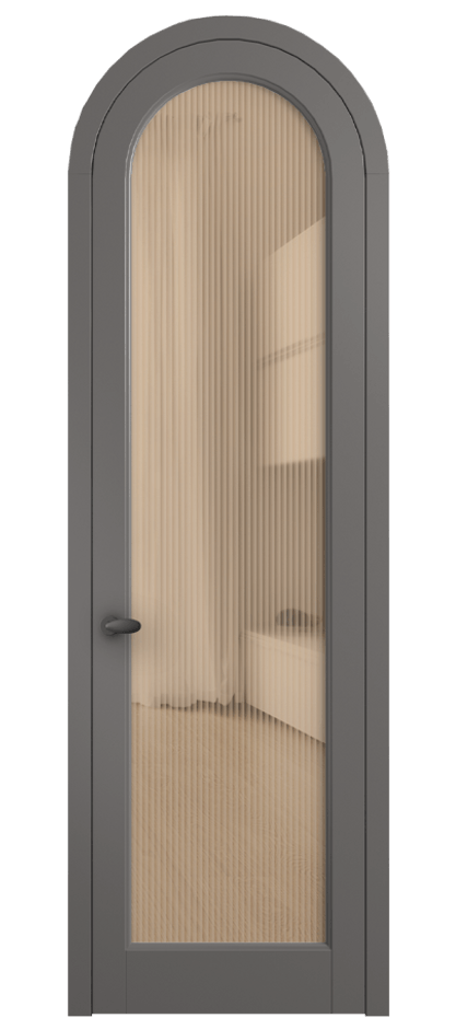 Межкомнатная дверь Палаццо 6814 Матовый классический серый Рифлёное оранжевое стекло "Мору", триплекс Цена 133159 ₽ | Volhovec