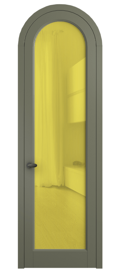 Межкомнатная дверь Палаццо 6814 Матовый оливковый тёмный Рифлёное желтое стекло "Дюна", триплекс Цена 27254640 so'm | Volhovec