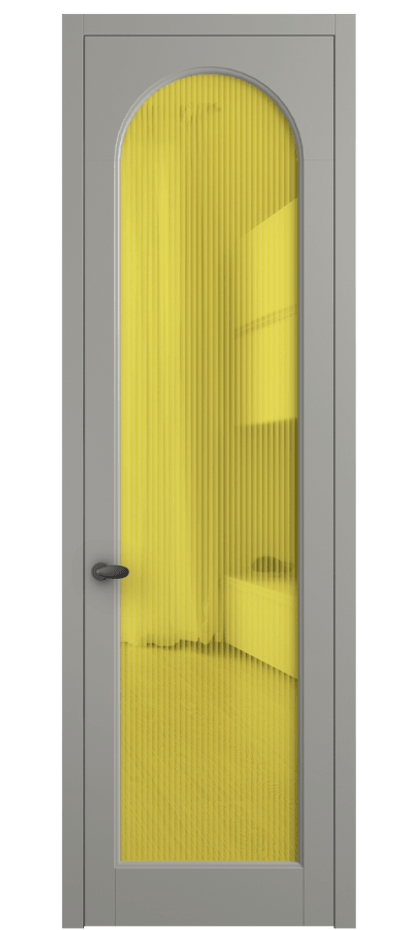 Межкомнатная дверь Палаццо 6804 Матовый нейтральный серый Рифлёное жёлтое стекло "Мору", триплекс Цена 21320950 so'm | Volhovec