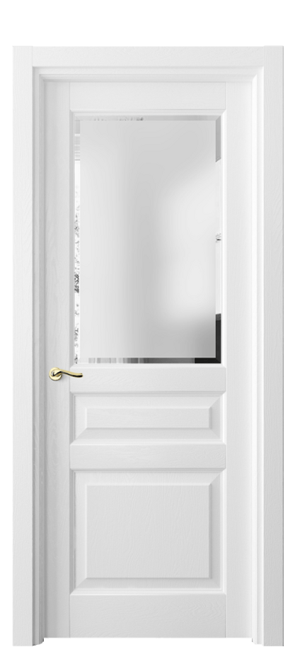 Межкомнатная дверь Лигнум 0710 Дуб белоснежный Сатинированное стекло с фацетом Цена 27749900 so'm | Volhovec