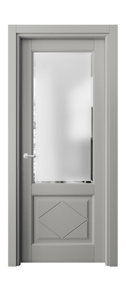 Межкомнатная дверь Тоскана Ромбо 6342 Матовый нейтральный серый Сатинированное стекло с фацетом Цена 19711100 so'm | Volhovec