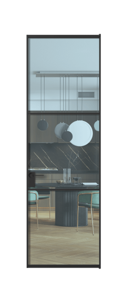 Алюминиевая дверь АЛПЛ040.03 Алюминий Черный Прозрачное голубое стекло, триплекс, 6мм Цена 26570670  | Volhovec