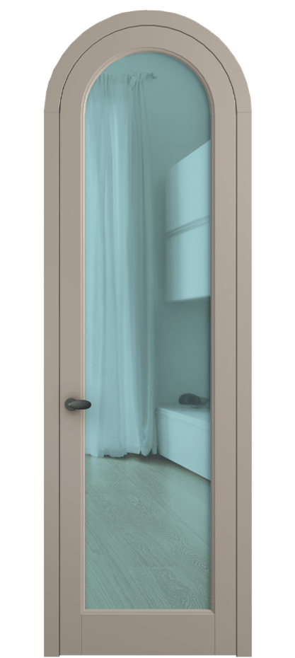 Межкомнатная дверь Палаццо 6814 Матовый бисквитный Прозрачное голубое стекло, триплекс Цена 125159 ₽ | Volhovec