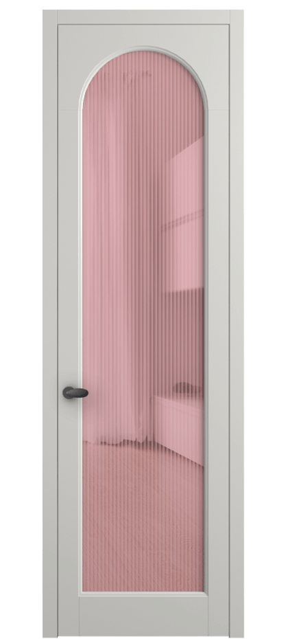 Межкомнатная дверь Палаццо 6804 Матовый серый Рифлёное розовое стекло "Мору", триплекс Цена 21320950 so'm | Volhovec