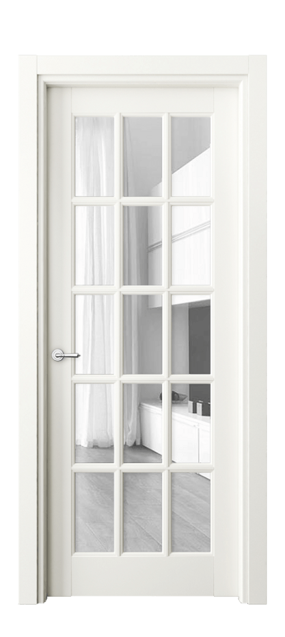 Дверь межкомнатная Тоскана Грильято 6311 Матовый жемчужный Прозрачное стекло Гладкий наличник МЖМ Цена 22715500 so'm Наличники уже входят в базовый комплект. Фабрика дверей Волховец 8 (800) 551 43 19 Межкомнатная дверь Тоскана Грильято 6311 Матовый жемчужный Прозрачное стекло Цена 22715500 so'm | Volhovec