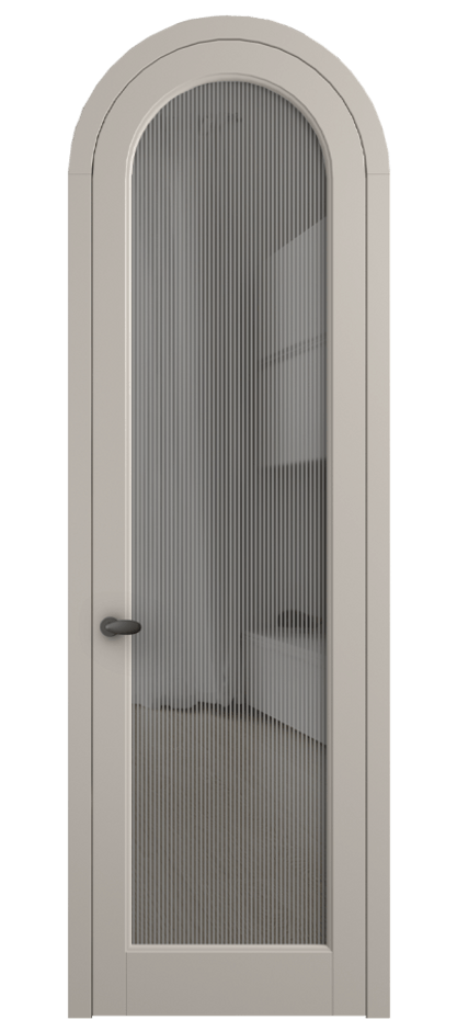 Межкомнатная дверь Палаццо 6814 Матовый светло-бежевый Рифлёное серое стекло "Дюна", триплекс Цена 131159 ₽ | Volhovec