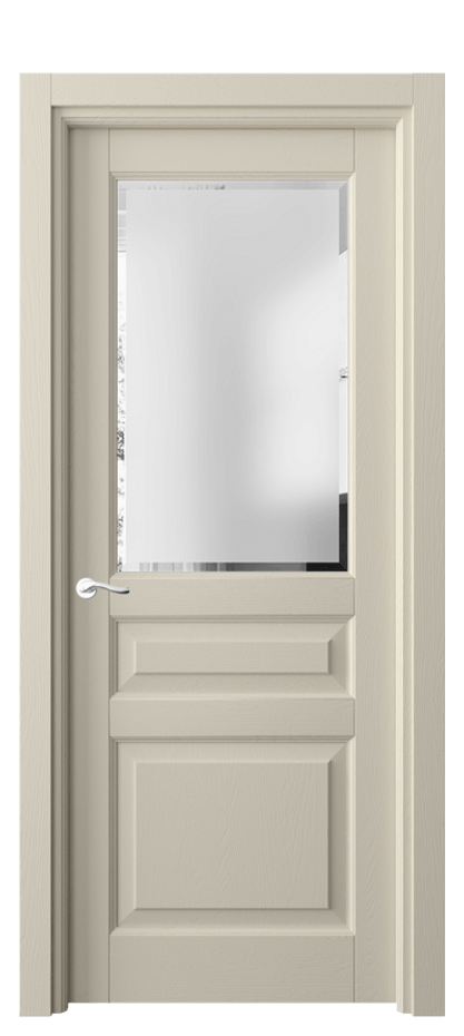 Межкомнатная дверь Лигнум 0710 Дуб бежево-серый Сатинированное стекло с фацетом Цена 27749900 so'm | Volhovec