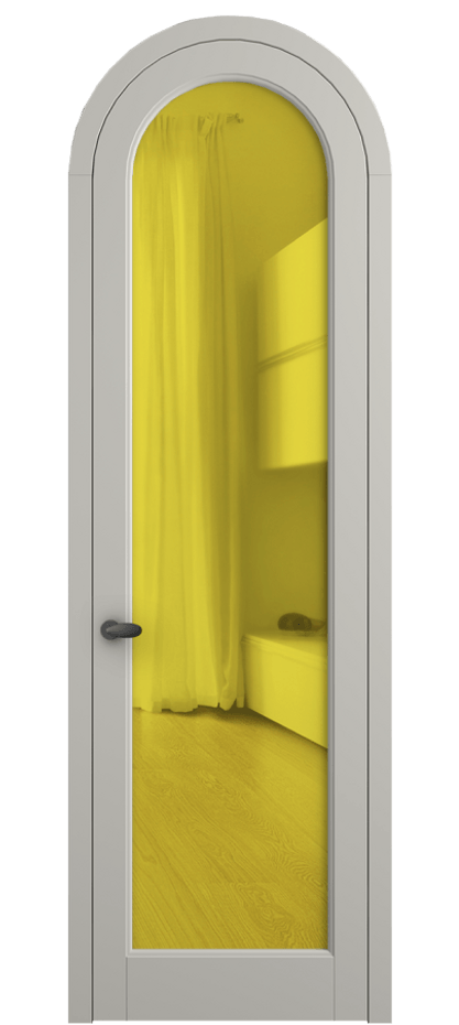 Межкомнатная дверь Палаццо 6814 Матовый тёплый серый Прозрачное жёлтое стекло, триплекс Цена 25407340 so'm | Volhovec