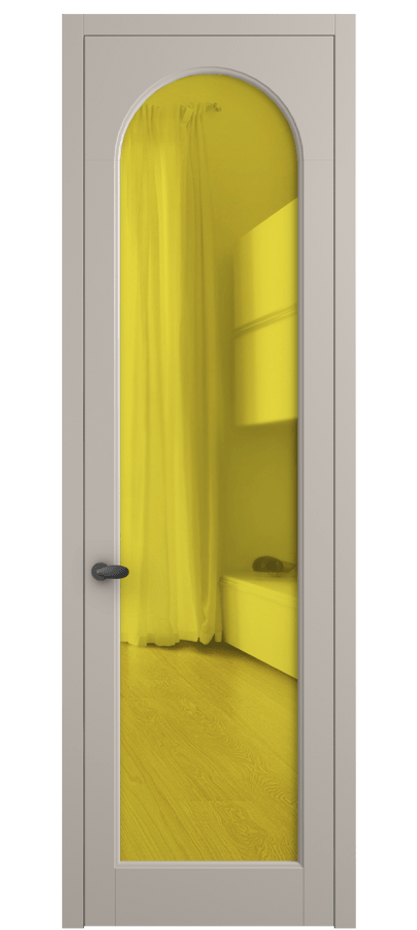 Межкомнатная дверь Палаццо 6804 Матовый светло-бежевый Прозрачное жёлтое стекло, триплекс Цена 19696950 so'm | Volhovec