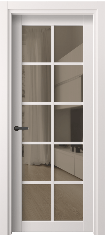 Межкомнатная дверь Нео 2106 ПЭТ кремово-серый Прозрачное бронзовое стекло, триплекс Цена 2334500 so'm | Volhovec