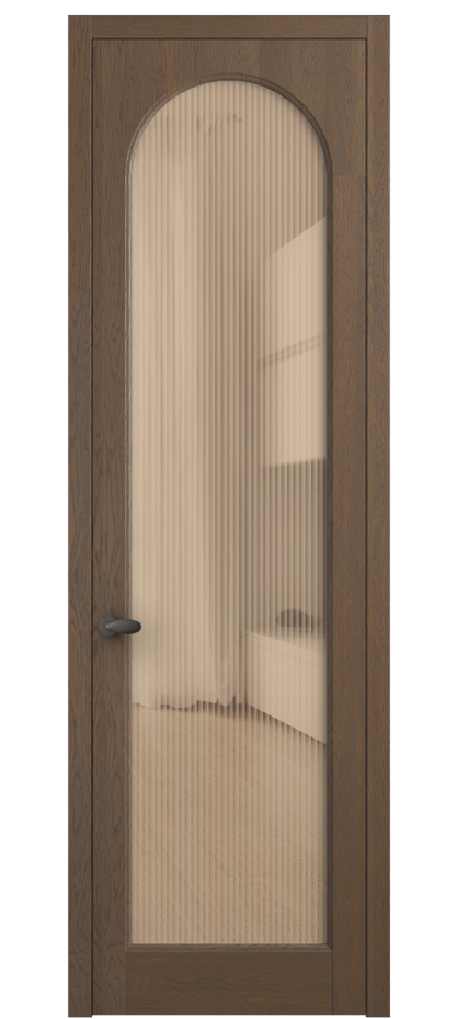 Межкомнатная дверь Палаццо 6804 Дуб туманный матовый Рифлёное оранжевое стекло "Moru", триплекс Цена 31714550 so'm | Volhovec