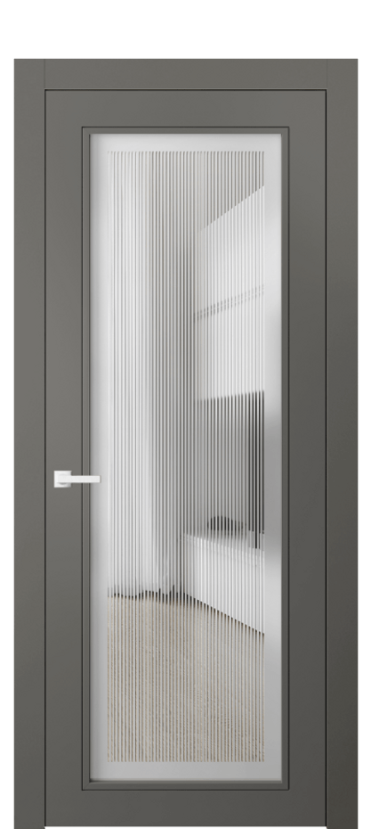 Межкомнатная дверь Neo Classic 8000 Матовый классический серый Сатинированное с гравировкой "Каннелюры", триплекс Цена 66959 ₽ | Volhovec