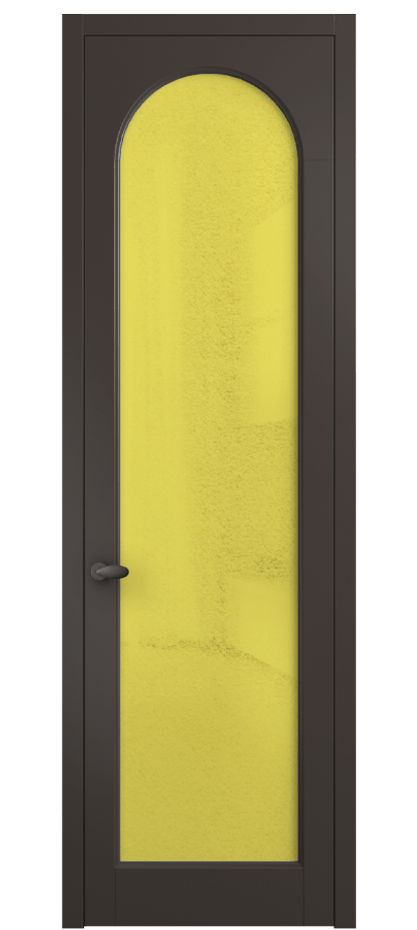Межкомнатная дверь Палаццо 6804 Матовый антрацит Фактурное жёлтое стекло "Лёд", триплекс Цена 20914950 so'm | Volhovec
