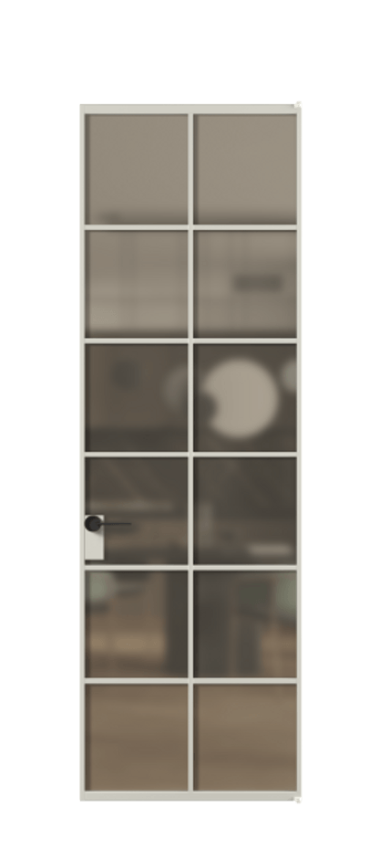 Алюминиевая дверь АЛПЛ040.05 Алюминий тёплый серый Сатинированное бронзовое стекло, триплекс Цена 26091590  | Volhovec