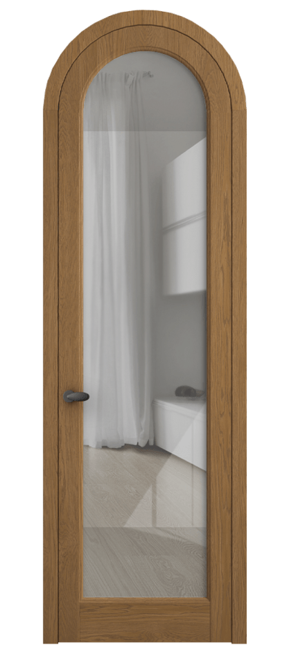 Межкомнатная дверь Палаццо 6814 Дуб пряный матовый Рефлективное прозрачное стекло "Стопсол", калёное Цена 43512910 so'm | Volhovec