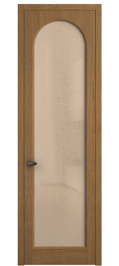 Межкомнатная дверь Палаццо 6804 Дуб пряный матовый Фактурное оранжевое стекло "Лёд", триплекс Цена 158529 ₽ | Volhovec