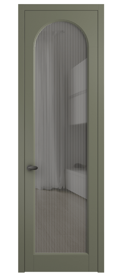 Межкомнатная дверь Палаццо 6804 Матовый оливковый тёмный Рифлёное серое стекло "Мору", триплекс Цена 21320950 so'm | Volhovec