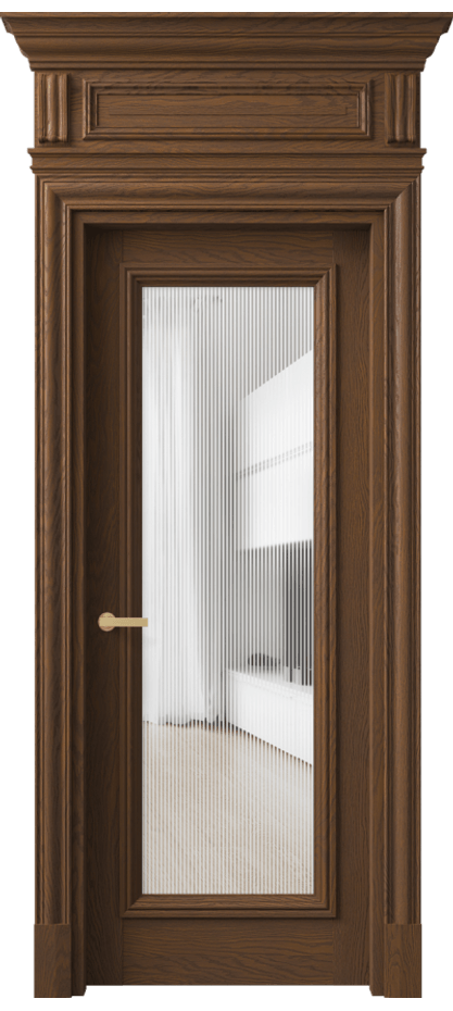 Межкомнатная дверь Antique 7300 Дуб каштановый матовый Рифлёное стекло "Дюна", триплекс, 8 мм Цена 28988200 so'm | Volhovec
