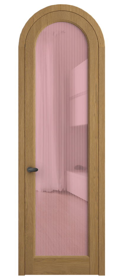 Межкомнатная дверь Палаццо 6814 Дуб солнечный матовый Рифлёное розовое стекло "Мору", триплекс Цена 43512910 so'm | Volhovec