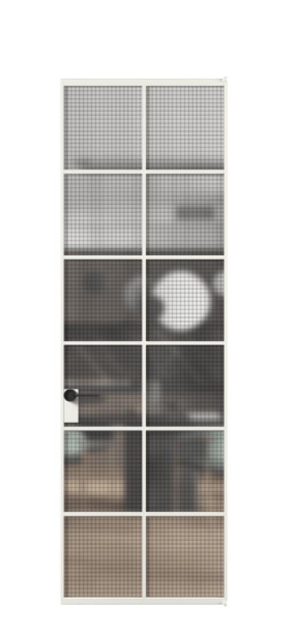 Алюминиевая дверь АЛПЛ040.05 Алюминий светло-серый Декоративное стекло с сеткой "Mesh silver", триплекс Цена 27390790  | Volhovec