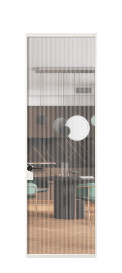 Алюминиевая дверь АЛПЛ040.01 Алюминий светло-серый Рифлёное стекло "Moru", триплекс Цена 25490710  | Volhovec