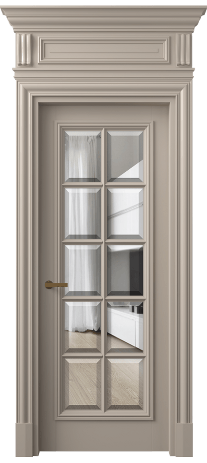 Межкомнатная дверь Антик 7310 Матовый бисквитный Прозрачное стекло с фацетом Цена 36886930 so'm | Volhovec