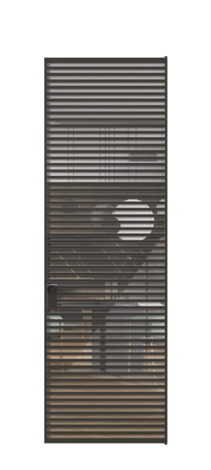 Алюминиевая дверь АЛПЛ040.07 Алюминий антрацит Рефлективное прозрачное стекло "Stopsol", калёное, 6мм Цена 183052  | Volhovec